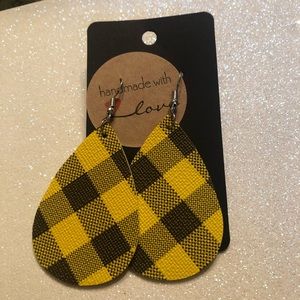 Yellow buffalo plaid earrings